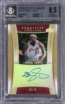 2004-05 UD "Exquisite Collection" Enshrinements Autographs #ENLJ2 LeBron James Signed Card (#24/25) – BGS NM-MT+ 8.5/BGS 10 
